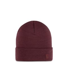 Buff Heavyweight Merino Beanie / Solid Garnet