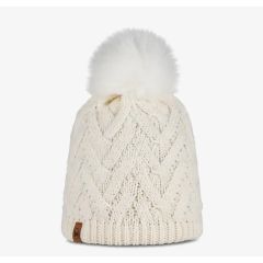 Buff Knitted & Polar Beanie Caryn / White